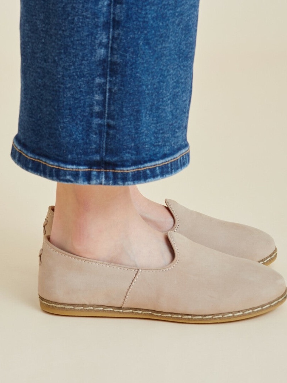 Charix tan leather slip on loafers flats minimalist euro summer capsule closet